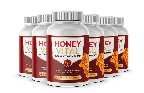 Honey Vital blood pressure support capsule bottles